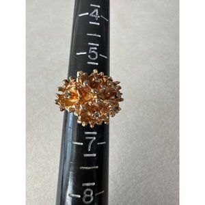 Stamped 14kt HGE heavy yellow gold electroplated cubic zirconia abstract ring